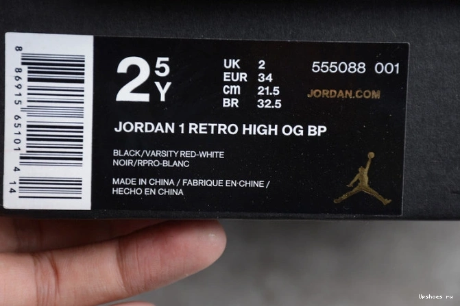 Jordan 1 Bred Kids Banned Red  OG Air 555088 Retro Black 001 High 0823